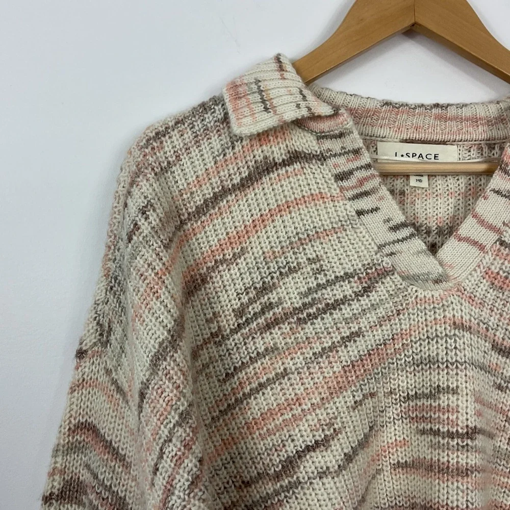 L Space Layla Solstice Space Dye Collared V Neck Sweater M